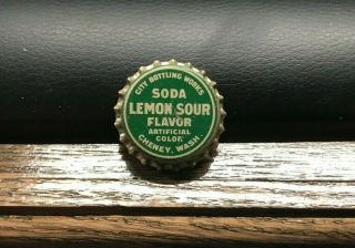 Vintage City Bottling Lemon Soda Cork Bottle Cap Crown Cheney Wa