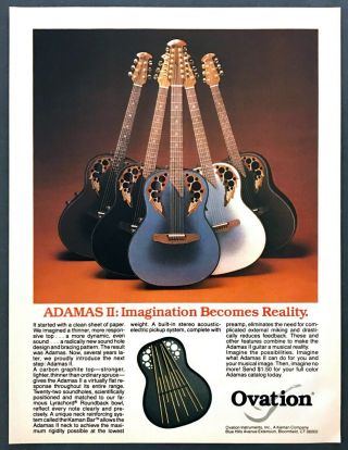 1983 Ovation Adamas Ii Acoustic - Electric Graphite Guitar Photo Vintage Print Ad