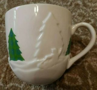 Starbucks Mug 2006 Christmas Holiday White Green 16 Fl.  Oz Coffee Cup Embossed