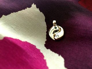14k Yg White & Black Diamond Yin Yang Pendant - Hand Crafted By A Master