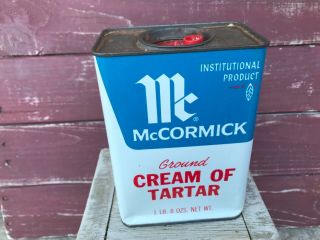 Vintage Rare Mccormick Ground Cream Of Tartar Tin,  1 Lb.  8 Oz.