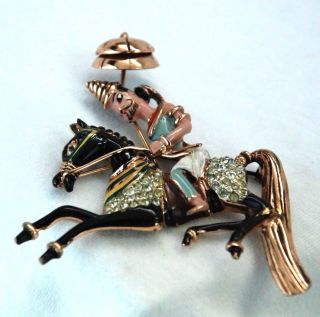 1944 Coro Craft Sterling Persian Horse Man Pin Book Piece Katz Mongolian Brooch