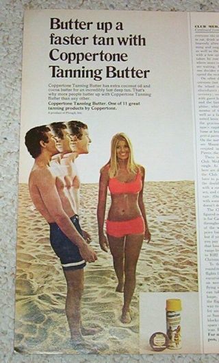1971 Print Ad - Coppertone Suntan Sexy Girl Bikini Swimsuit Beach Vintage Advert