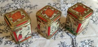 Set Of 3 Vintage Chinese Tea Canisters
