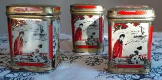 Set Of 3 Vintage Chinese Tea Canisters 2