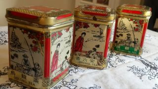 Set Of 3 Vintage Chinese Tea Canisters 3