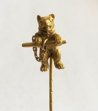 Antique Art Nouveau 14k Stick Pin Of A Bear