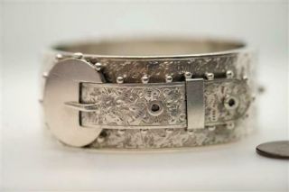 Antique Victorian English Sterling Silver Buckle Bangle / Bracelet C1887