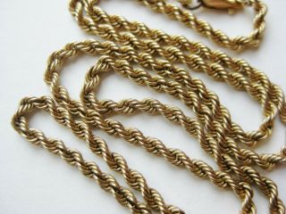 Fine Vintage 14k Yellow Gold 15 " Long Rope Twist Chain Link Necklace 6.  3g