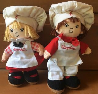 Vintage 1999 8 - 1/2” Campbells Kids Bean Bag Dolls - Chefs Hats -