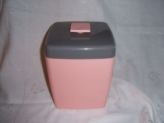 Vintage Pink & Gray Plastic Kitchen Canister Unmarked 1950 