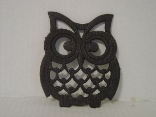 Vintage Black Cast Iron Owl Trivet