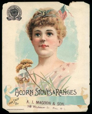 Acorn Stoves & Ranges Magoon & Son Providence Ri 1895 Victorian Trade Card