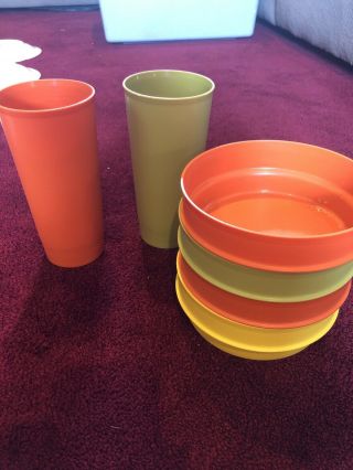 Vintage Tupperware Set Of 4 Stacking Bowls 1356 And 2 Tumblers 1348