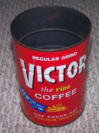 Vintage Victor The Ripe Coffee One Pound Tin Can No Lid No - Key Martin Hall