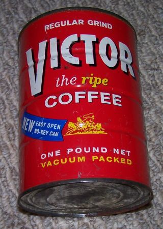 Vintage Victor The Ripe Coffee One Pound Tin Can No Lid No - Key Martin Hall 2
