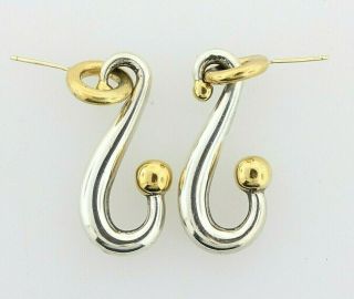Tane Orfebres Mexico Sterling Silver & Yellow Gold S - Hook Drop Dangle Earrings