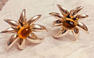 Tiffany & Co.  Fireworks Citrine Silver And 18k Gold Earrings With Post