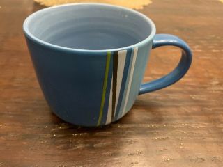 2008 Starbucks Blue Modern Art Stripes Coffee Mug 16 Oz