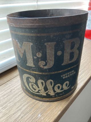 Vintage Mjb Coffee Can Tin 1 One Pound Coffee Can Mjb Co 4 5/8” By 4”