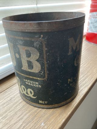 VINTAGE MJB COFFEE CAN TIN 1 ONE POUND COFFEE CAN MJB CO 4 5/8” By 4” 3