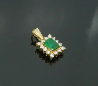 Estate Found Vintage 1tcw Natural Emerald Diamond 14k Gold Pendant