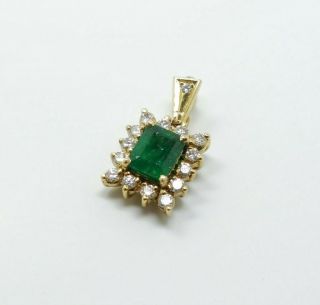 Estate Found Vintage 1tcw Natural Emerald Diamond 14K Gold Pendant 3