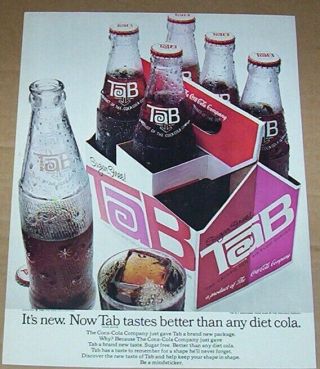 1968 Print Ad Page - Tab Sugar - Soda Pop Coca - Cola Drink Vintage Advertising