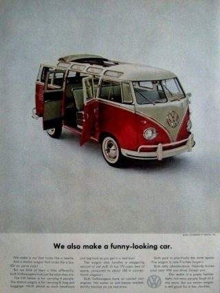 1961 Volkswagen Bus We Also Make Funny Looking Car Print Ad 8.  5 X 11 "