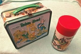 Vintage 1973 Walt Disney Productions - Robin Hood Lunch Box With Thermos