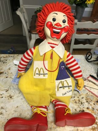 Vintage Ronald Mcdonald 21 " Plush Doll,  Pre - Owned Made In 1978
