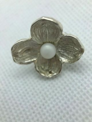 Vintage Tiffany & Co Sterling Silver Dogwood Series Natural Pearl Earrings