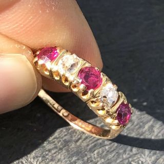 Victorian Natural Ruby And Diamond Ring In 18ct Rose Gold