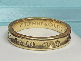 Estate 18k Gold Designer Signed Tiffany Wedding Band 1837 Wedding 750 Scrape?