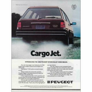 1986 Peugeot: Cargo Jet Vintage Print Ad