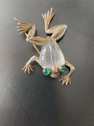 Trifari Jelly Belly Sterling Silver Vintage Frog Brooch