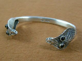 Vintage Victorian Style Sterling Silver Cuff Bracelet Double Headed Snake Cobra