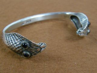 Vintage Victorian Style Sterling Silver Cuff bracelet Double Headed Snake Cobra 2
