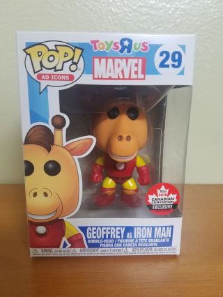 Funko Pop Geoffrey As Iron Man Canada Fan Expo Exclusive Ad Icons In Hand