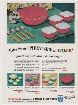 Pyrex Vtg 8x11 " Reprint Ad Mixing Bowls 1951 Refrigerator Dishes Primary Colors