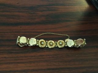 Victorian 9 Carat Gold Greek Key Link W Mine Cut Diamond Bracelet