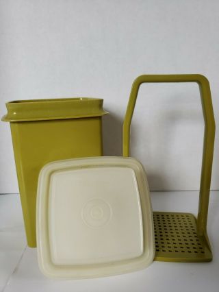 Vintage Tupperware Pick A Deli Pickle Keeper With Lifter 1330 - 2 Sheer Avocado Gs