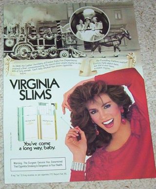 1985 Ad Page - Virginia Slims Cigarette Steam Engine Sexy Girl Smoking Print Ad