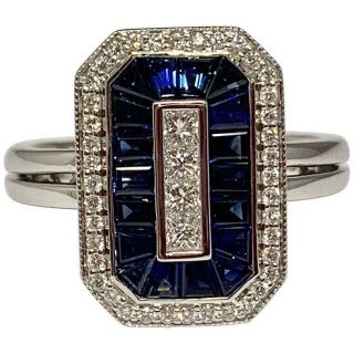 Vintage Art Deco Engagement & Wedding Ring 1.  5 Ct Vvs1 Diamond 14k White Gold