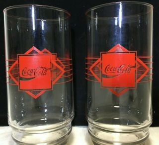 Vintage Coca - Cola Classic & Coke Logo Drinking Glass Tumbler Set Of 2