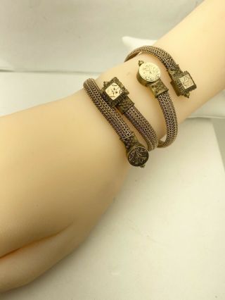 Set Of 2 Old Victorian Wrap Around Gold Filled Bracelets