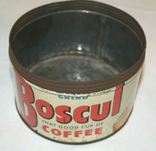 Boscul Coffee Tin 5 " W 3 1/4 " H Ad For Peanut Butter Glass - Tea Bags - Peanuts