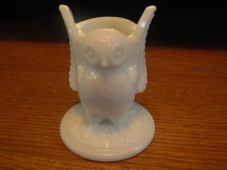 Vintage Owl White Milkglass Toothpick Holder