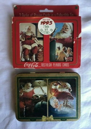 Vintage Coca - Cola Playing Cards Collectable Tin 1995 & 1997