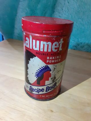 Antique Calumet Baking Powder Tin Can Vintage Kitchen General Foods 7 Oz